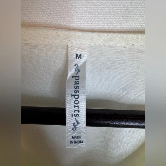 Passport Crochet Trim Kimono Top size Medium cream gathered waist Boho blouse - Picture 2 of 9